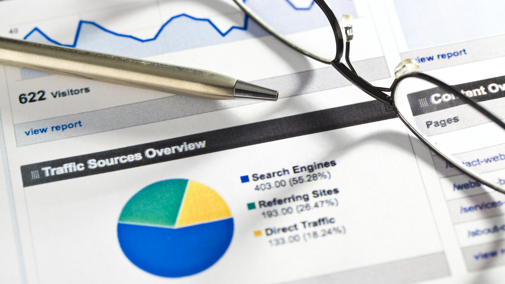 SEO website traffic charts and graphs.