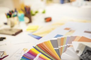 Color swatch on designers desk