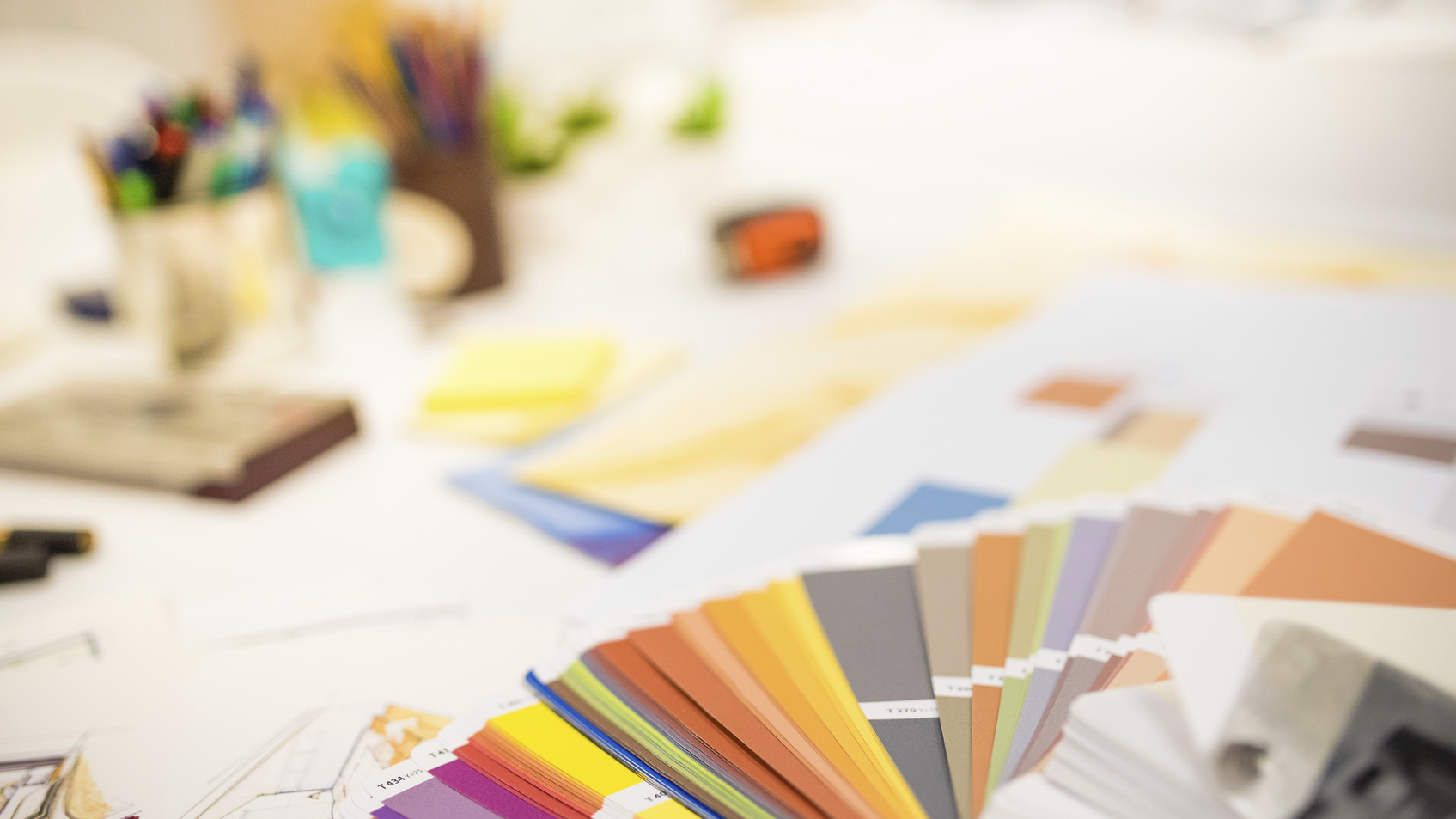 Color swatch on designers desk