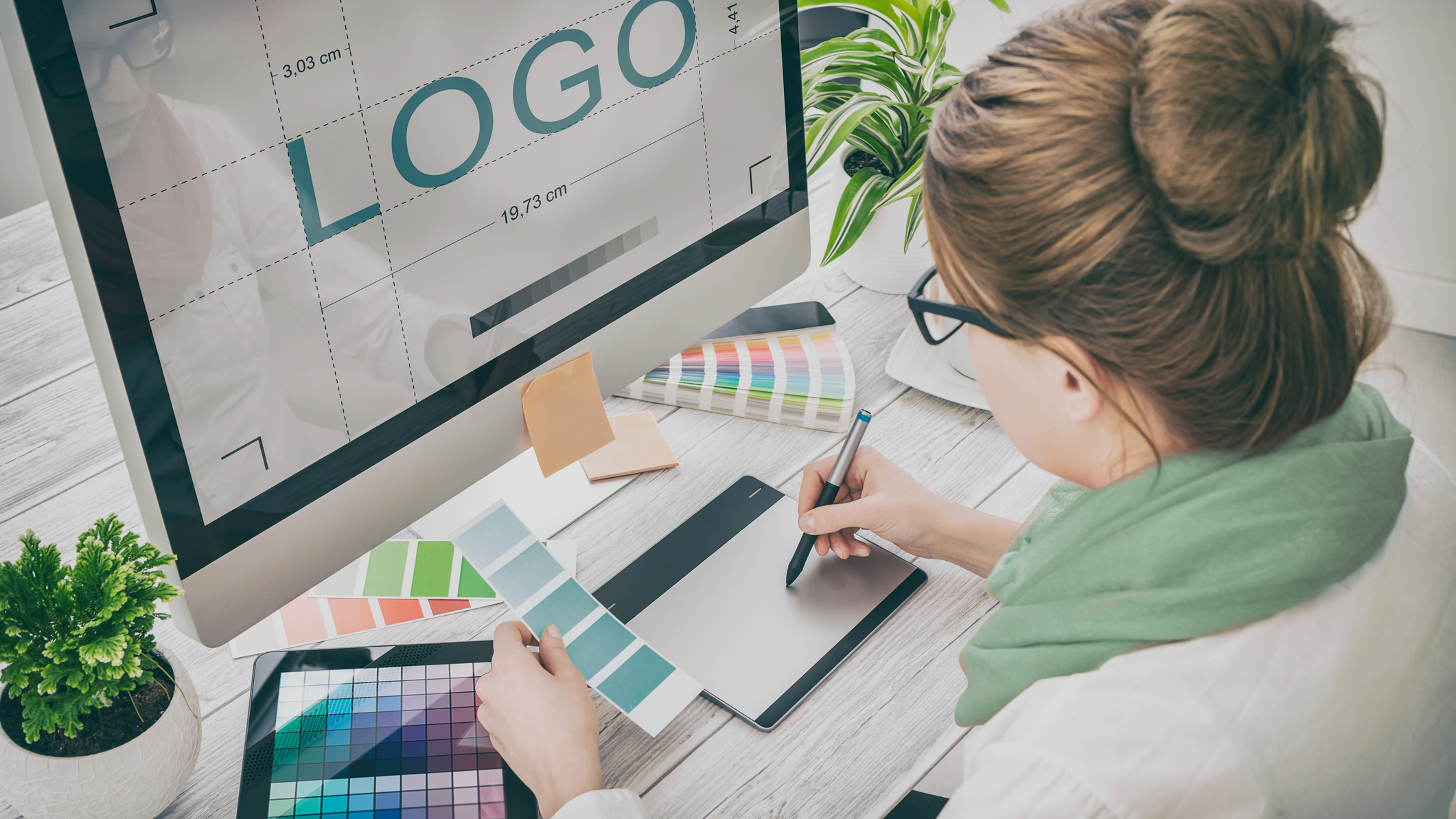 Graphic designer at work