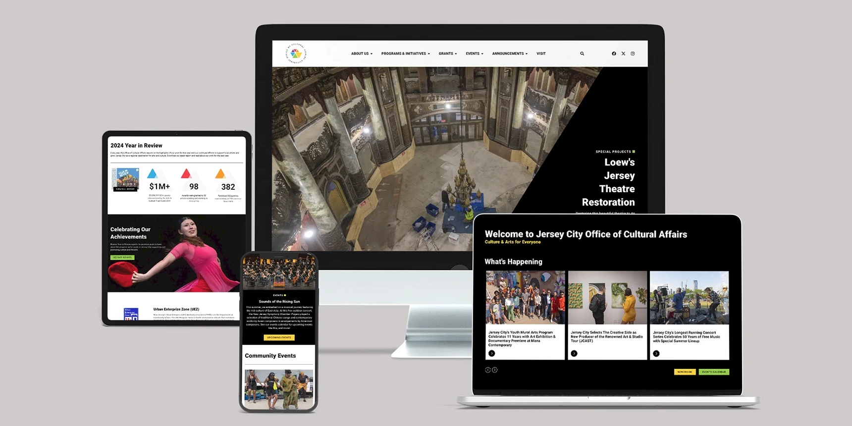 Jersey City Office of Cultural Affairs Website Multiscreen